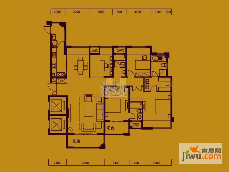 皇庭丹郡4室2厅3卫187㎡户型图