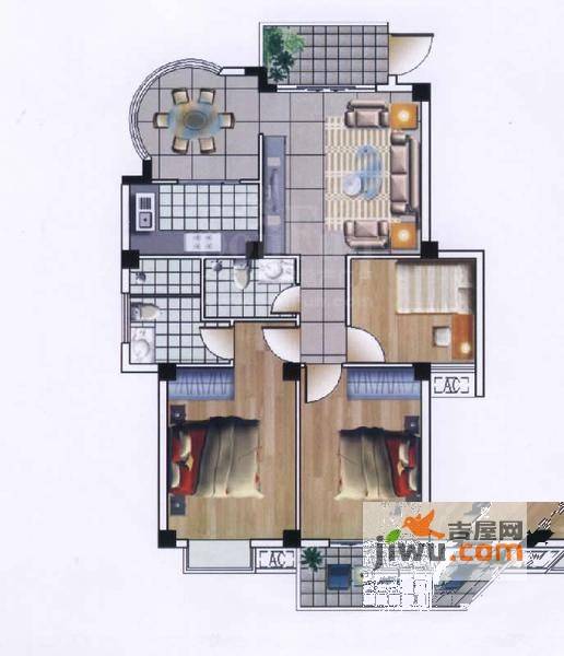 领秀新城3室2厅2卫100㎡户型图