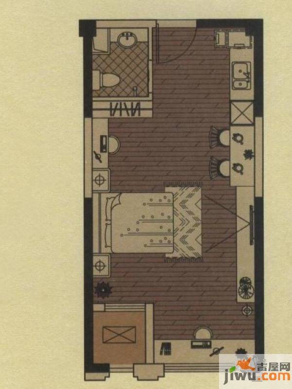 博仕后家园1室1厅1卫41㎡户型图