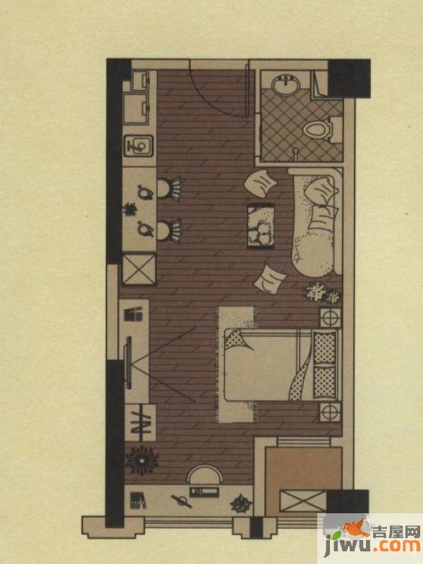 博仕后家园1室1厅1卫39㎡户型图