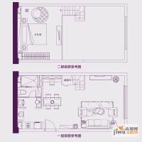 五四北泰禾广场1室2厅2卫62㎡户型图