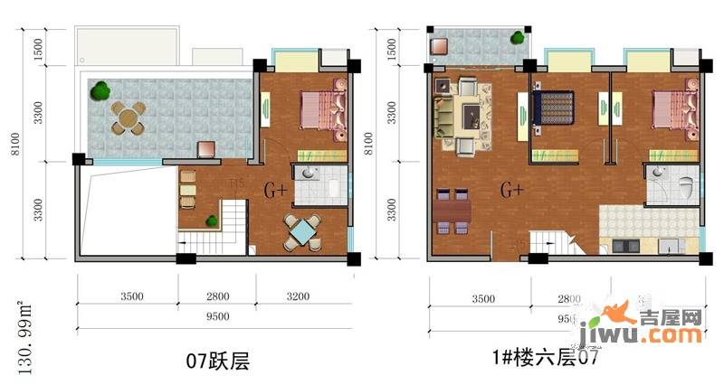 香堤雅院3室3厅2卫131㎡户型图