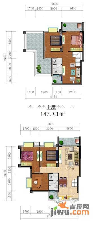 香堤雅院5室3厅2卫147.8㎡户型图