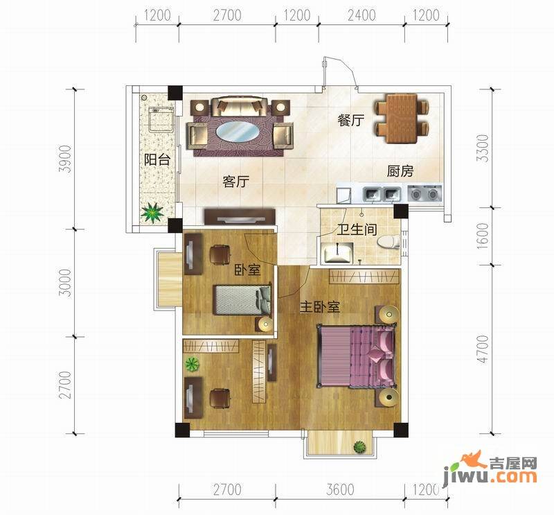 蓝宝国际2室2厅1卫81.7㎡户型图