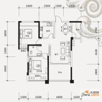 中国铁建凤岭山语城2室2厅1卫86㎡户型图