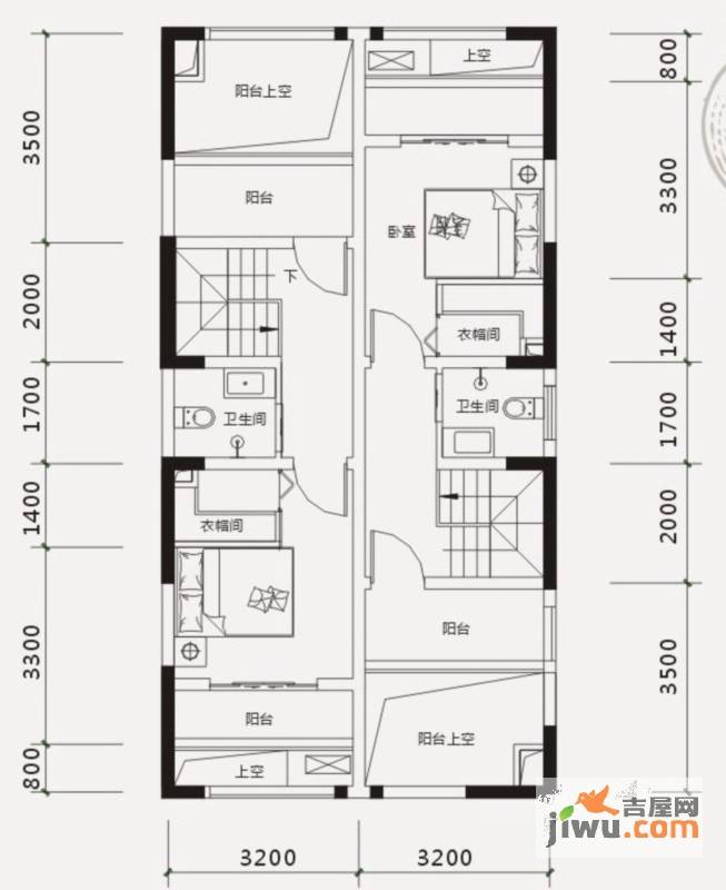 中国铁建凤岭山语城1室1厅2卫71㎡户型图