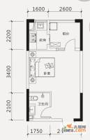 中国铁建凤岭山语城1室0厅1卫38㎡户型图