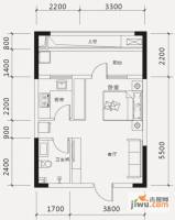 中国铁建凤岭山语城1室1厅1卫49㎡户型图