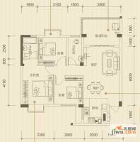 振宁现代鲁班3室2厅2卫87.4㎡户型图