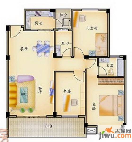 碧园南城故事3室2厅2卫115㎡户型图