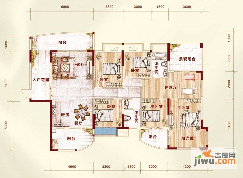 天池山中脊6室2厅2卫178.5㎡户型图