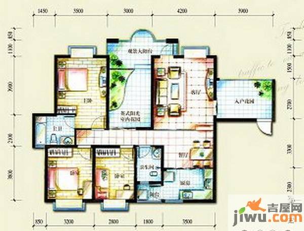 英伦183室2厅2卫133㎡户型图