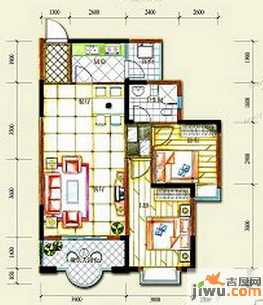 英伦182室2厅1卫85.7㎡户型图