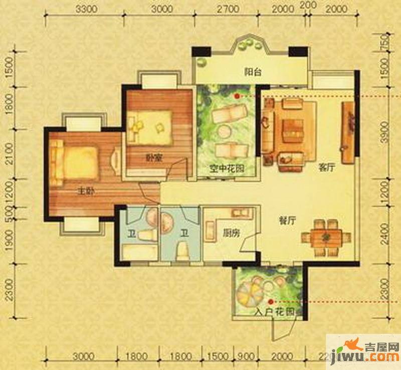 英伦182室2厅2卫112.6㎡户型图