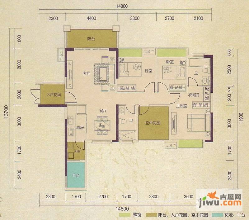 英伦183室2厅2卫122㎡户型图