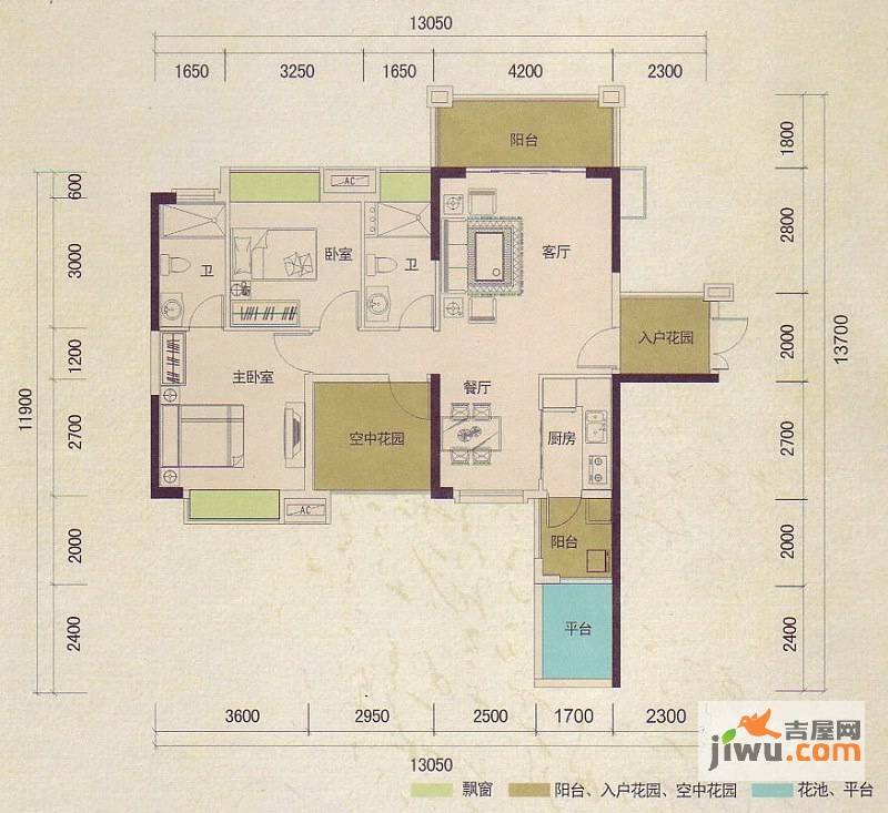 英伦182室2厅2卫102㎡户型图