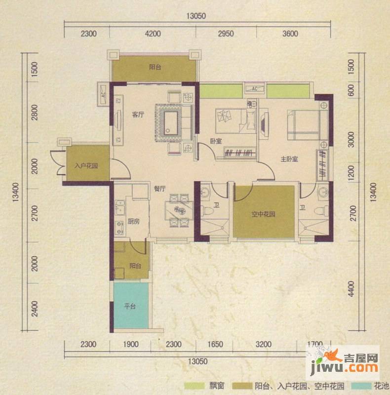 英伦182室2厅2卫100㎡户型图