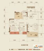 红日江山2室2厅2卫89.7㎡户型图