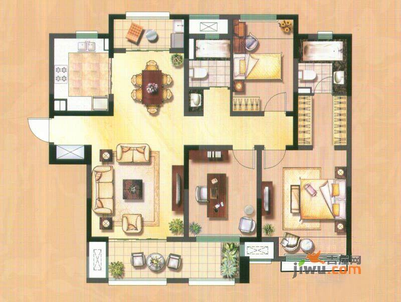 新城域3室2厅2卫130㎡户型图