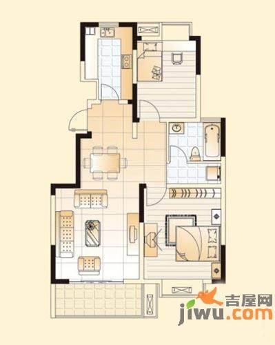 城开半岛花园2室2厅1卫84.4㎡户型图