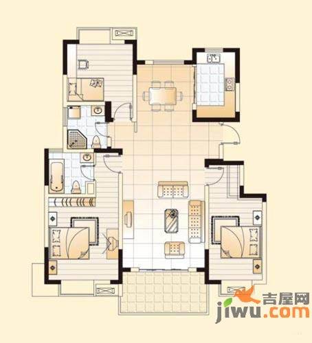 城开半岛花园3室2厅2卫123.9㎡户型图