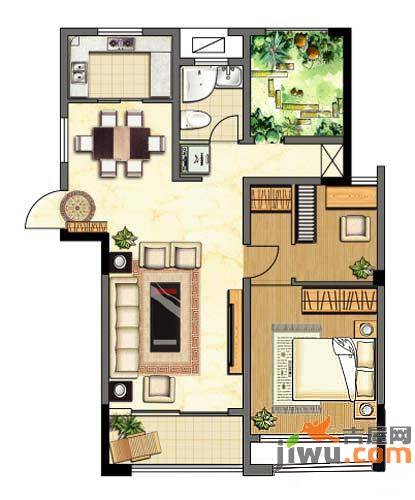 聚怡花园幸福小城2室2厅1卫100.7㎡户型图