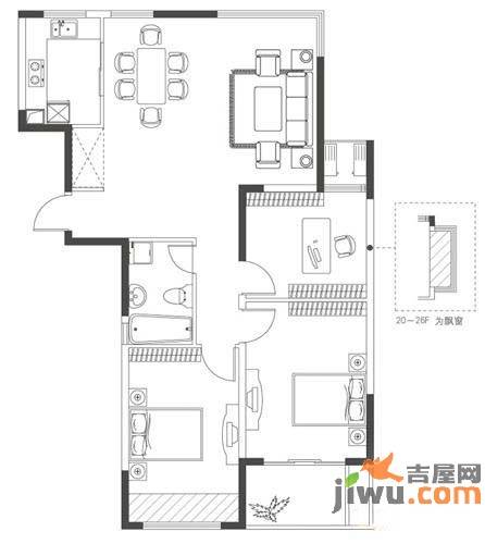 莱茵郡3室2厅1卫127.9㎡户型图