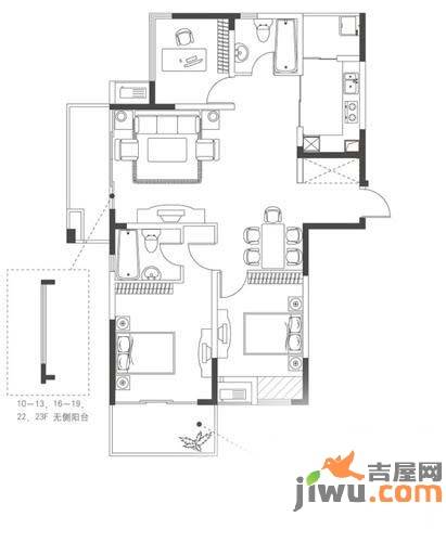 莱茵郡3室2厅2卫129.6㎡户型图