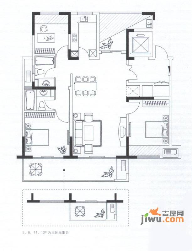 莱茵郡3室2厅2卫122.5㎡户型图