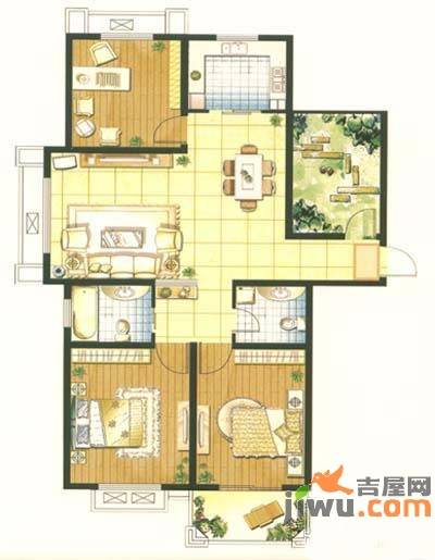 和平国际3室2厅2卫137㎡户型图