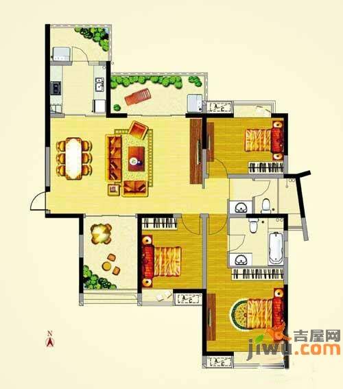 方圆云山诗意3室2厅2卫142.7㎡户型图