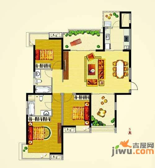 方圆云山诗意3室2厅2卫142.7㎡户型图