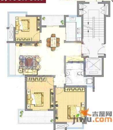 东方福郡3室2厅1卫106.8㎡户型图