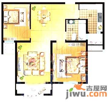 西城格兰艺堡2室2厅1卫89.8㎡户型图