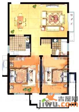 西城格兰艺堡2室2厅1卫88.4㎡户型图