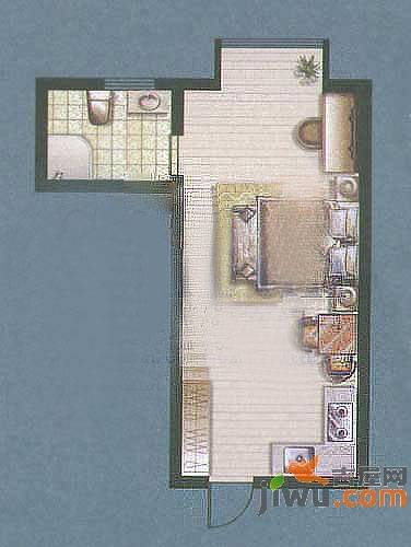 凯旋城1室2厅1卫34.5㎡户型图