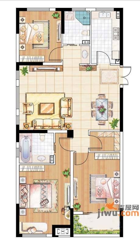 新濠澜境3室2厅2卫126㎡户型图