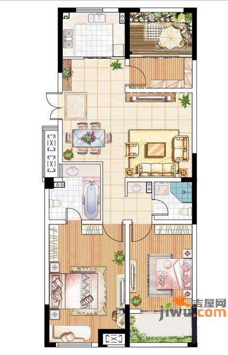 新濠澜境2室2厅2卫110㎡户型图