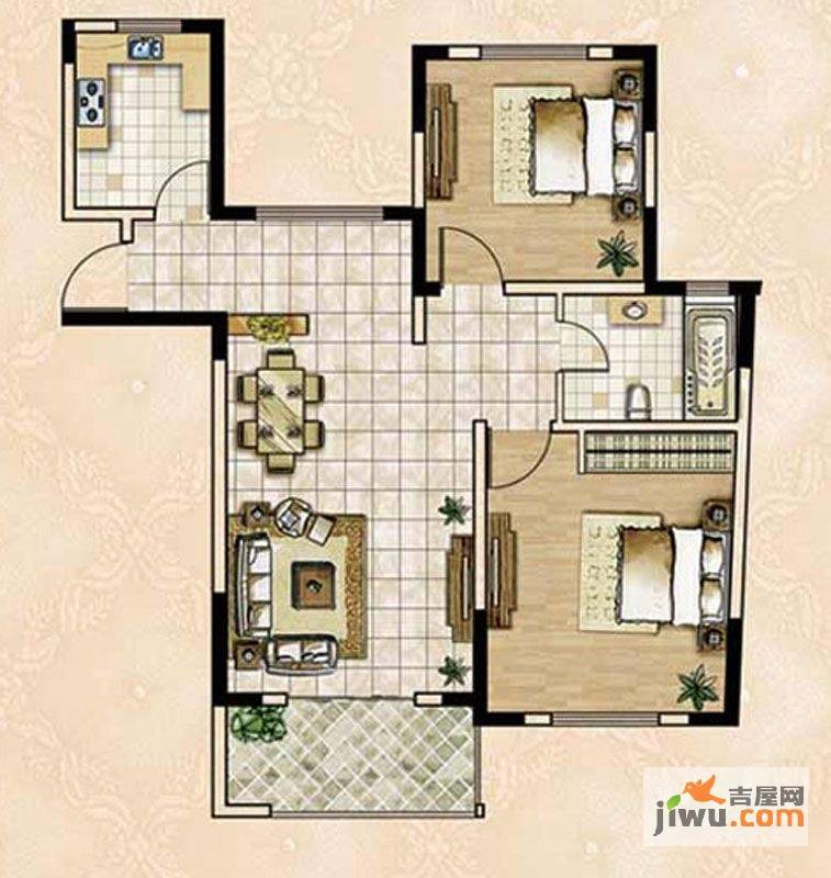 观澜云庭2室2厅1卫87.8㎡户型图