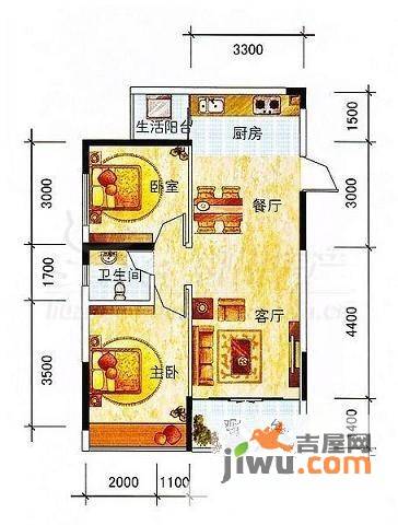 沃德梦想2室2厅2卫78㎡户型图