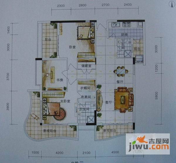 上东·龙城世家3室2厅2卫176㎡户型图