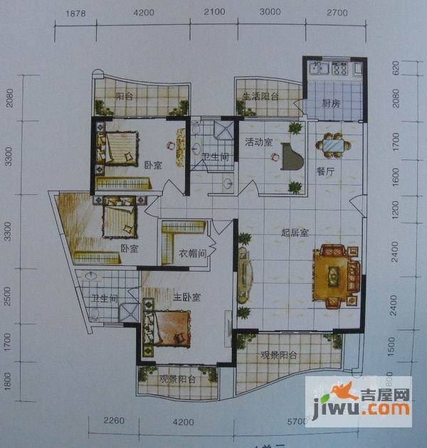 上东·龙城世家4室2厅2卫180㎡户型图