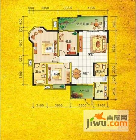 嘉靖圣蓝山3室2厅2卫128㎡户型图