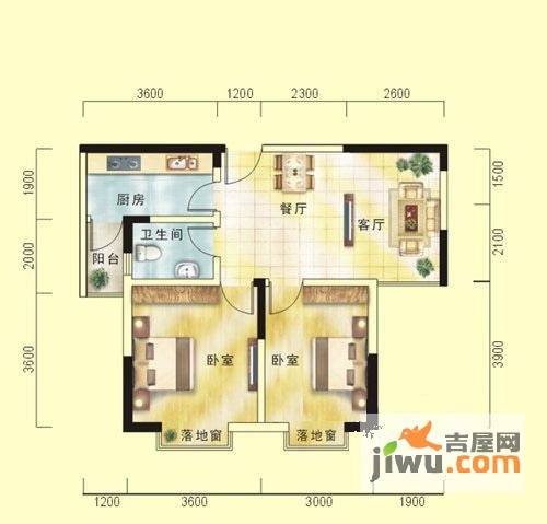 嘉靖圣蓝山2室2厅1卫户型图