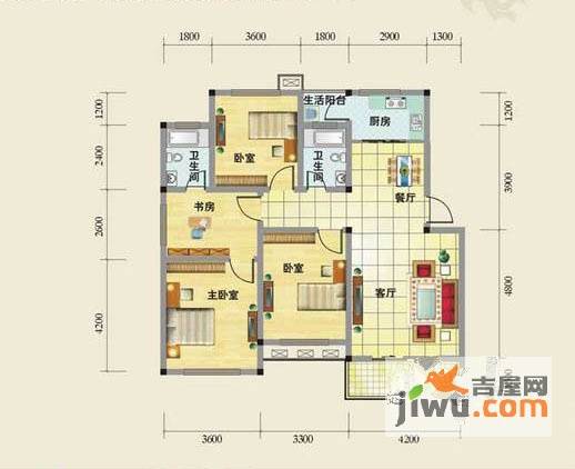 北城华府4室2厅2卫115㎡户型图