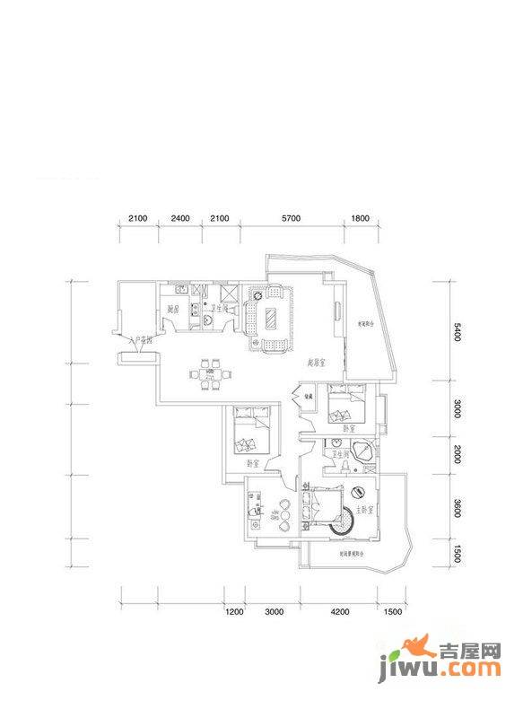 上东·龙城世家4室2厅2卫户型图