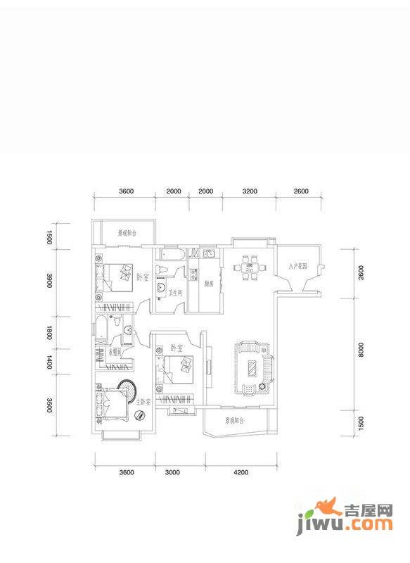 上东·龙城世家3室2厅2卫户型图