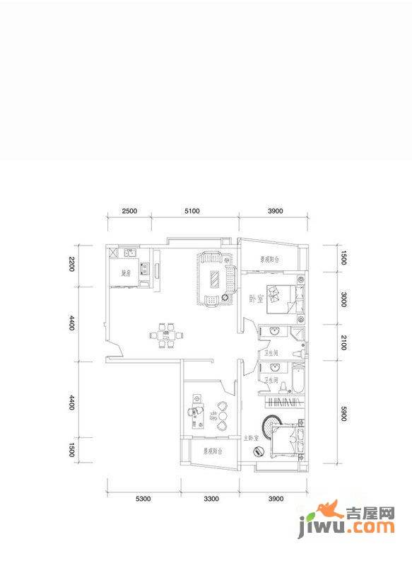 上东·龙城世家3室2厅2卫户型图