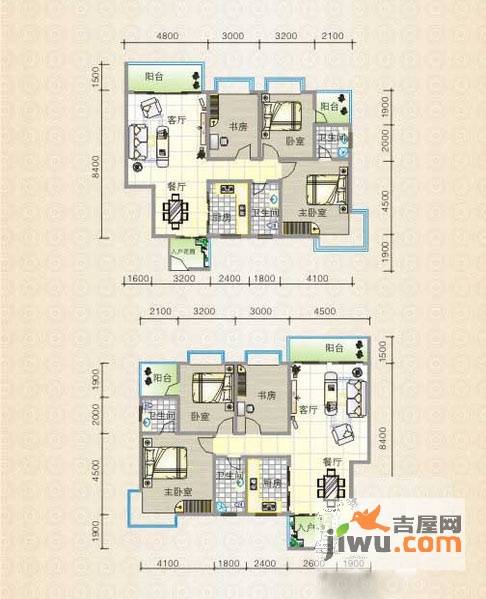 颐和家园3室2厅2卫106㎡户型图