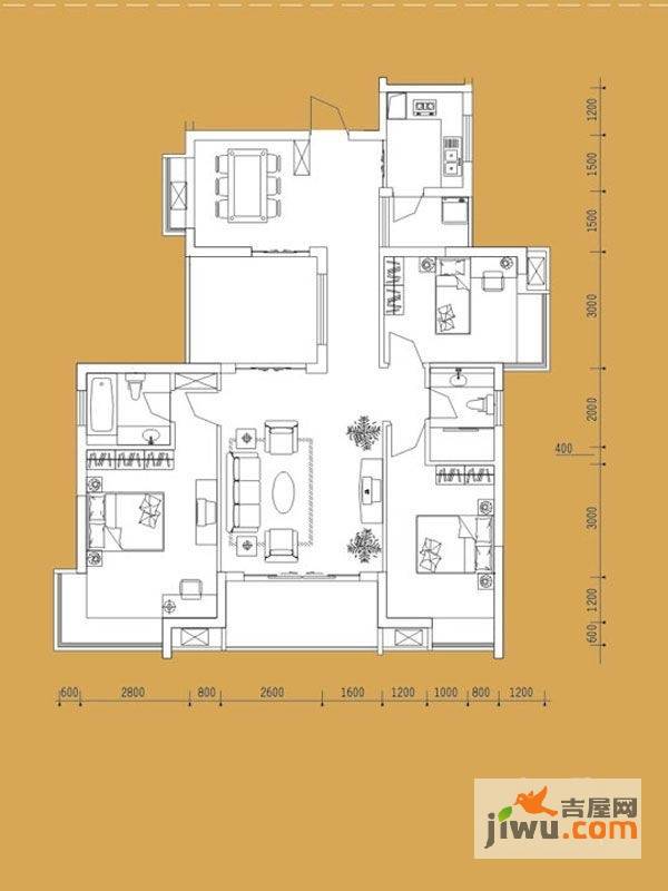 东郡尚苑4室2厅2卫168.9㎡户型图